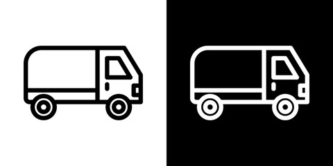 Van icon line art, vector set