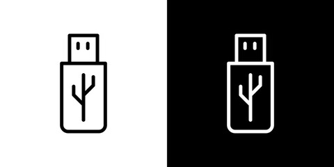 USB icon line art, vector set