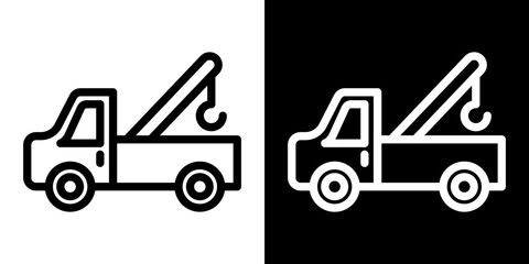 Tow truck icon line art, vector set
