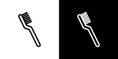 Toothbrush icon line art, vector set