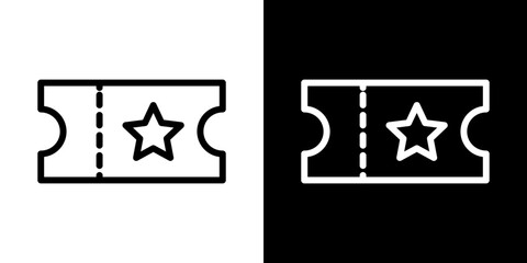 Ticket stub icon line art, vector set