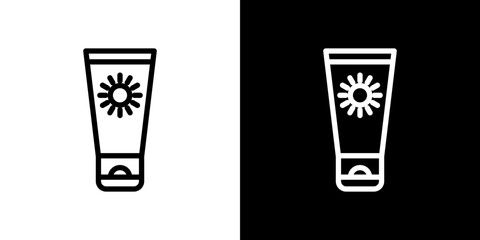 Sunscreen icon line art, vector set