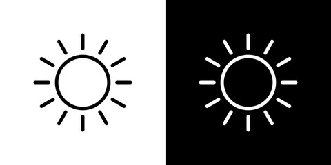 Sun icon line art, vector set