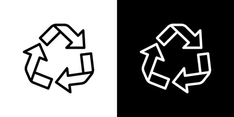 Recycling icon line art, vector set
