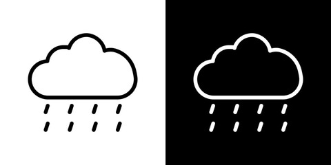 Rain icon line art, vector set