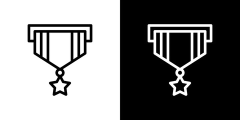 Military medal icon line art, vector set