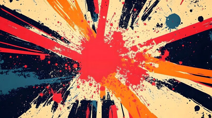 A punk pop rock style starburst with a color splash abstract background, seamless pattern tile, 