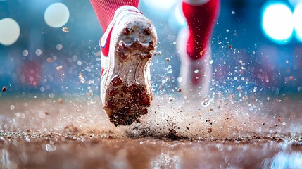 Athlete Running Through Mud