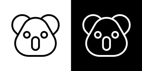 Koala head icon line art, vector set