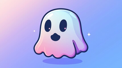 Obraz premium Cute Ghost Cartoon on Gradient Background