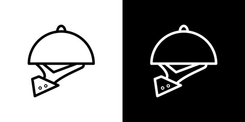 Fototapeta premium Hand holding tray icon line art, vector set