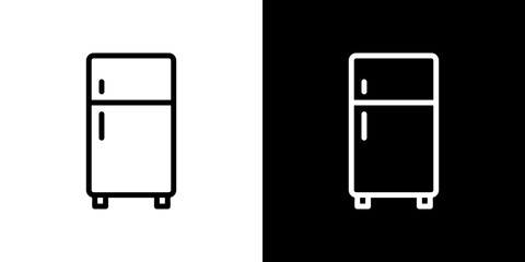 Fridge icon line art, vector set