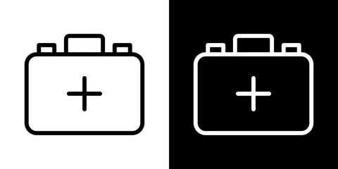 First aid kit icon line art, vector set