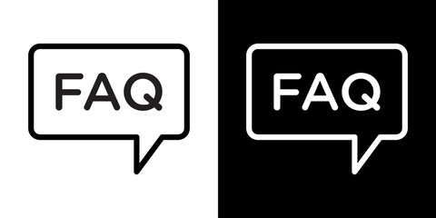 FAQ icon line art, vector set