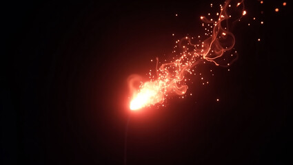 Spark Ignition – Glowing Flame Trail with Particles on Dark Background