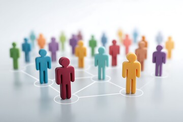 Colorful Network of People Figures Illustrating Teamwork Collaboration and Global Community Connection