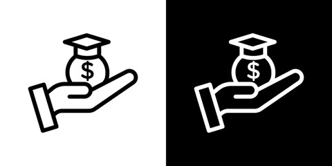 Education cost icon line art, vector set