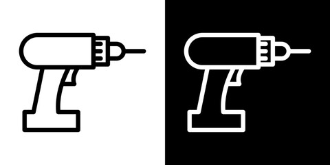 Drill icon line art, vector set