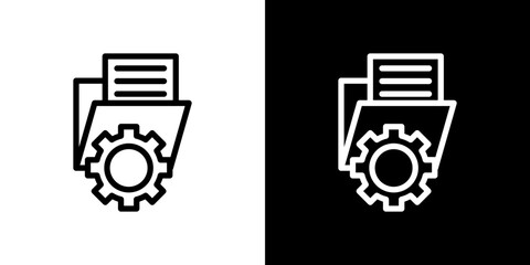 Data management icon line art, vector set