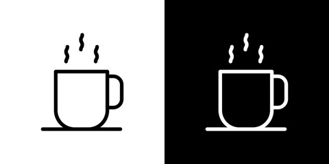 Coffee mug icon line art, vector set
