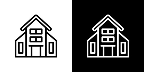 Campus icon line art, vector set