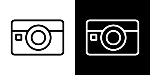 Camera icon line art, vector set