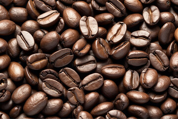 Fototapeta premium pile of coffee beans isolated on white or transparent png