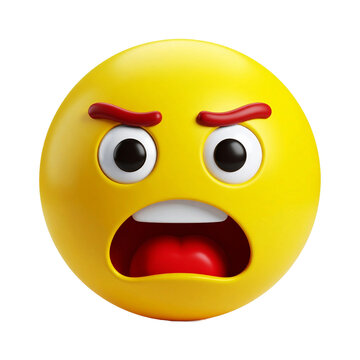 A highly expressive yellow emoji with a furious expression. It has red eyebrows, a wide-open mouth, and intense eyes, showing frustration and anger