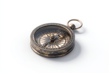 Antique compass, ornate details, brass finish, navigational instrument, vintage style, exploration, adventure.