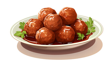 Whimsical Meatballs Cartoon - Vector Illustration for Recipe Books and Food Blogs