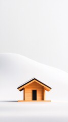 Small Wooden Cabin in Snowy Winter Landscape