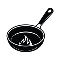 Pan on Gas Icon Vector Illustration - Cartoon, Clipart, and Line Art Design for Kitchen Graphics 1.eps