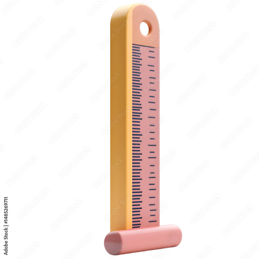 Poster vertically oriented, colorful measuring device with a graduated scale. the design is simple and mode