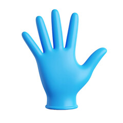 Obraz premium A blue gloved hand with fingers spread