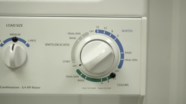 settings on washing machine close up