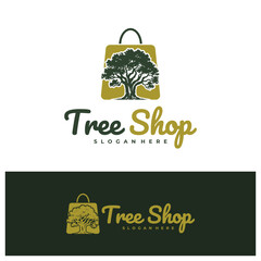 Shop Tree logo design concept vector. Tree Shop Logo Design Template. Creative Symbol. Icon