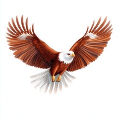 Obraz premium Majestic Eagle in Flight with Detailed Feathers Against a Clean Background