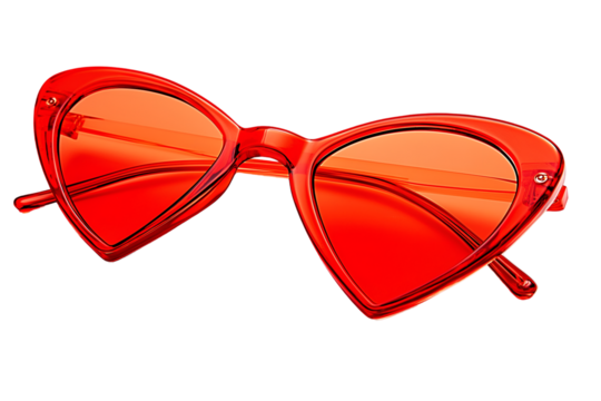 Stylish Red Heart Sunglasses on White or Transparent Background for Fashion Accessory - Powered by Adobe