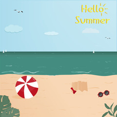 Summer and Travel concept design. Clean landscape of sea and beach. Vector design and illustration