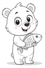 Naklejka premium Colouring page for kids, hand drawn vector illustration of a cartoon, pre school Colouring page, animal Colouring page, flower Colouring page, adult Colouring page,printables