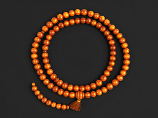 Realistic Isolated Image of a Misbaha (Prayer Beads) with Wood or Amber Finish on Clean Background