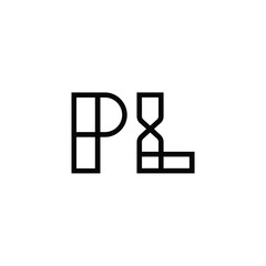 PL monogram logo design letter text name symbol monochrome logotype alphabet character simple logo