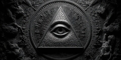 Intricate design of an all-seeing eye symbol.