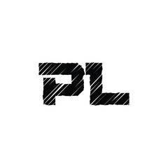 PL monogram logo design letter text name symbol monochrome logotype alphabet character simple logo