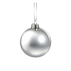 Elegant Silver Christmas Ball Decoration Isolated on White Background