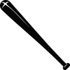 Classic Wooden Baseball Bat Silhouette Bold Black Design for Independence Day