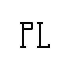 PL monogram logo design letter text name symbol monochrome logotype alphabet character simple logo