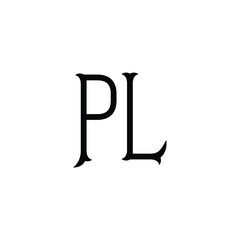PL monogram logo design letter text name symbol monochrome logotype alphabet character simple logo
