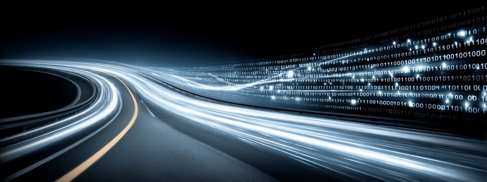 Data streams over road for future transport system, innovation background