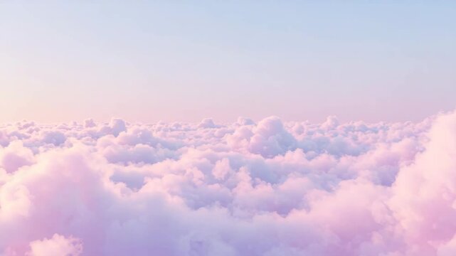 Dreamy pastel clouds in soft pink and blue sky at sunset  